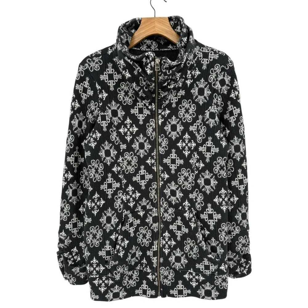 Tonia Debellis Molly Jacket in Signature Logo in Black White Size XL